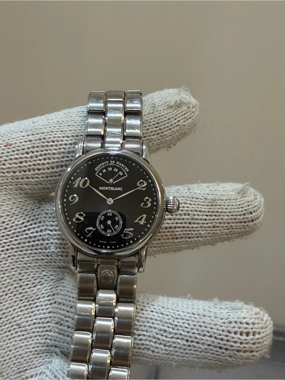 Montblanc Meisterstuck Reserve de Marche 7017 Steel Manual Mens Watch Black Box